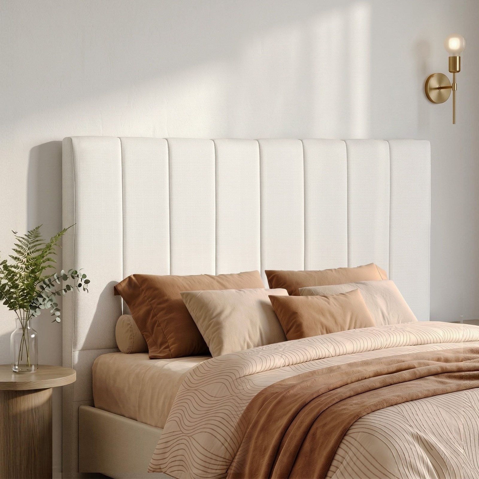 Double Bed Head | Linen Upholstered Headboard | Beige | 137cm