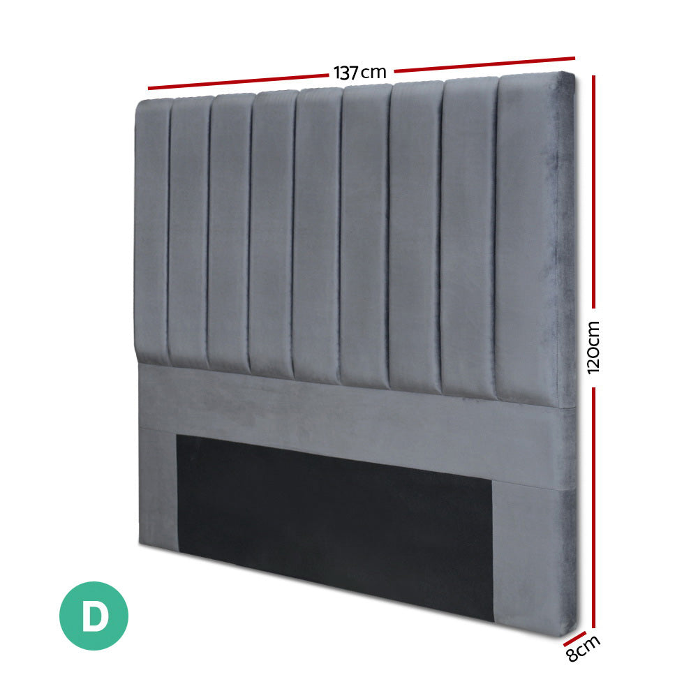 Bed Head | Headboard | Double | Velvet | VELA | Grey