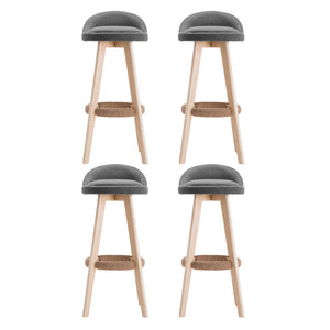 Bar Stools | 4PCS | Padded Linen | Wooden Grey