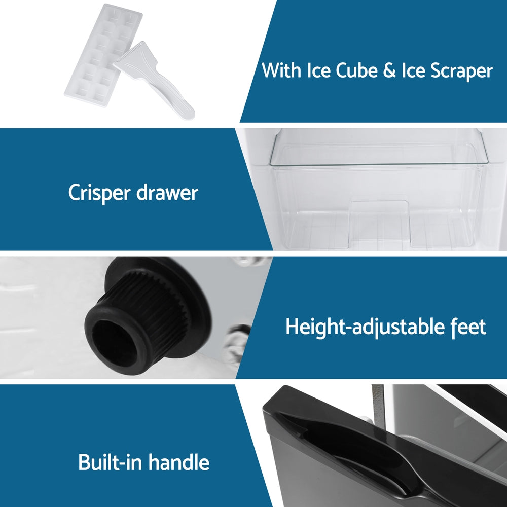 122L Two Door Bar Fridge | Freezer Compartment | Mini Fridge | Black