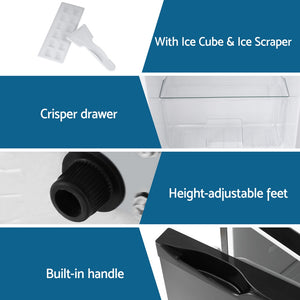122L Two Door Bar Fridge | Freezer Compartment | Mini Fridge | Black