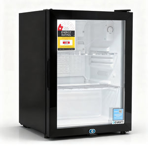 56L Bar Fridge | Glass Door | Mini Countertop Cooler | Black