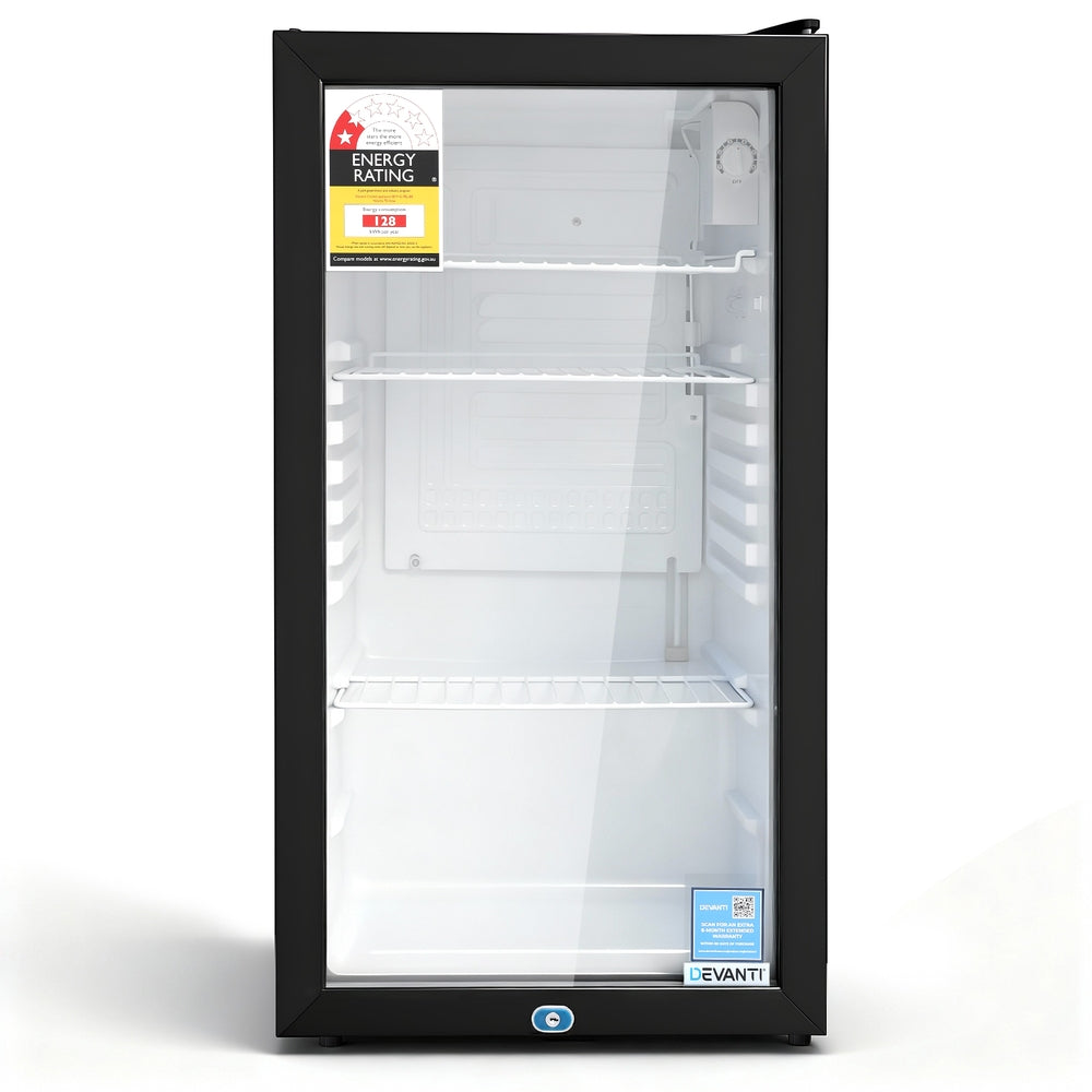78L Bar Fridge | Glass Door | Mini Countertop Cooler | Black