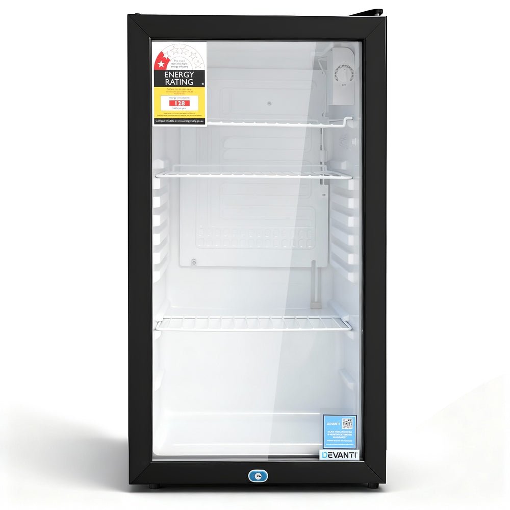 78L Bar Fridge | Glass Door | Mini Countertop Cooler | Black