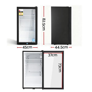 78L Bar Fridge | Glass Door | Mini Countertop Cooler | Black