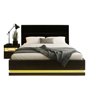 RGB LED Double Bed Frame Set | 16 Colour Mood Lighting | Includes Bedside Table