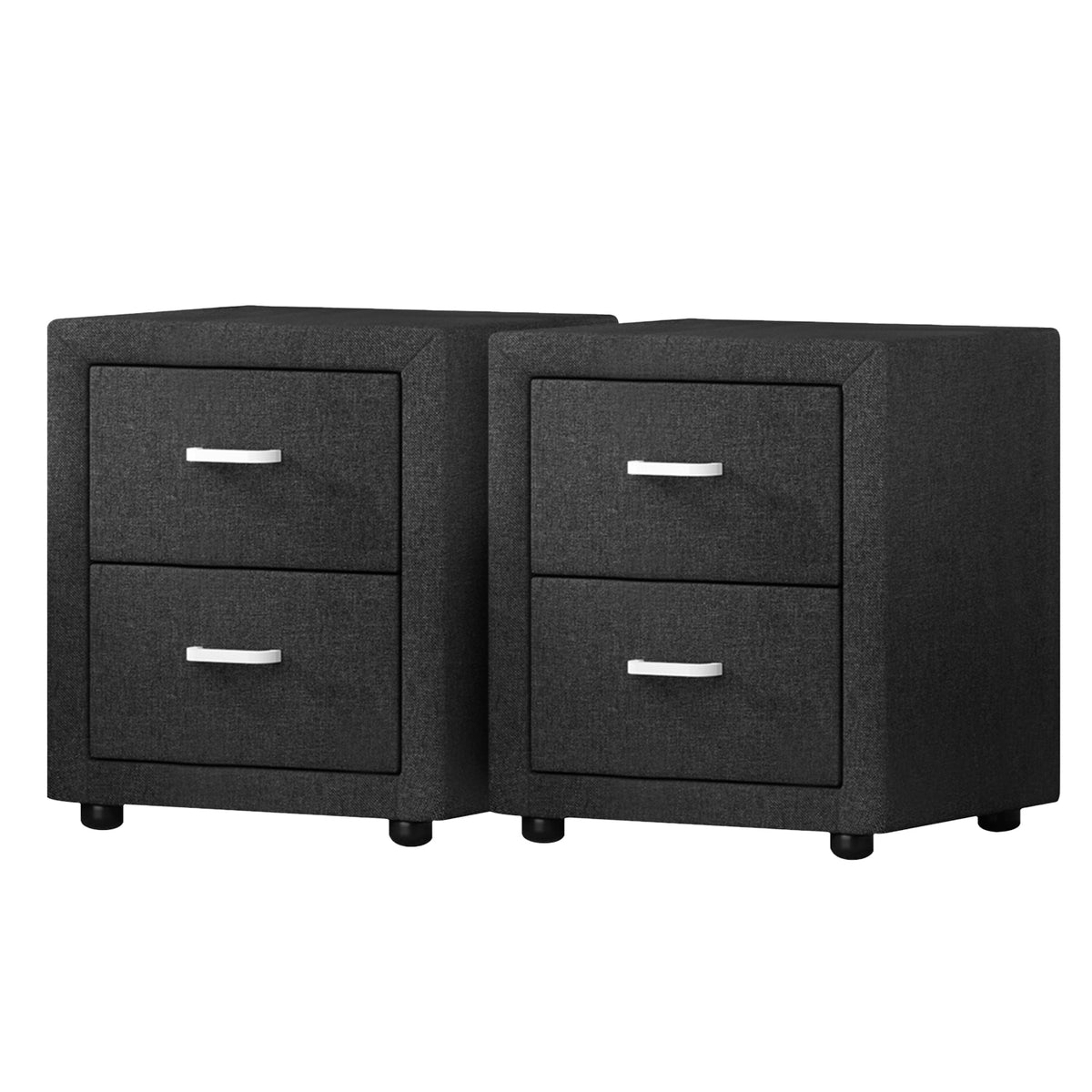 Bedside Tables Set 2pc | 2 Drawers | Fabric | CADEN | Charcoal