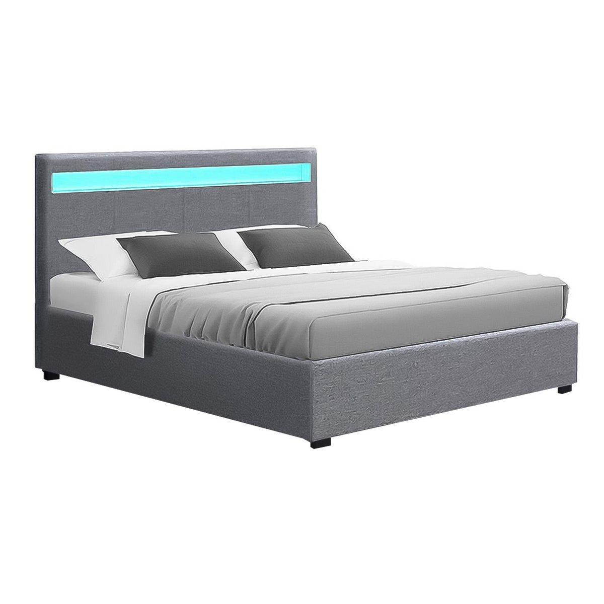 Bed Frame | Double Size | LED Gas Lift | Grey | COLE