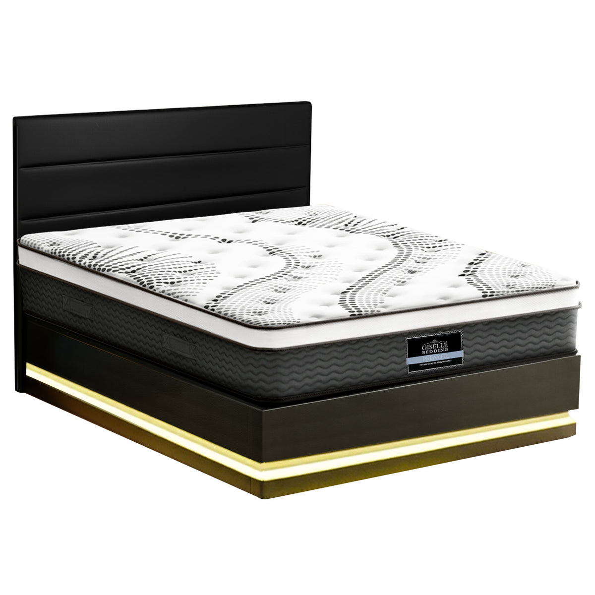 RGB LED Queen Bed Frame + Mattress Set | Includes 32cm Mattress