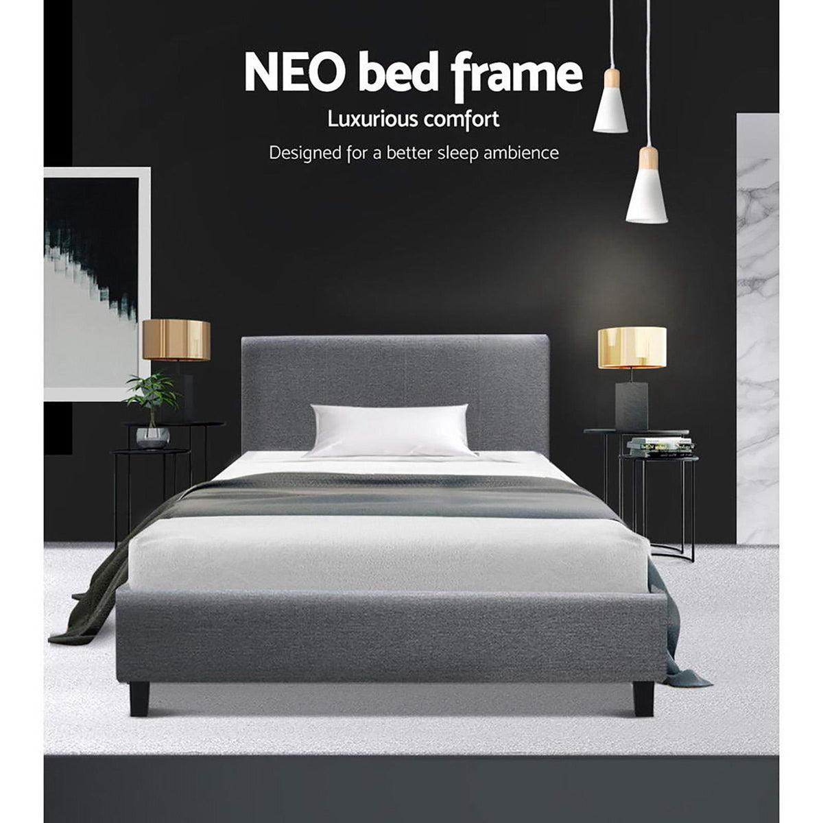 Bed Frame | Single Size | Grey | NEO