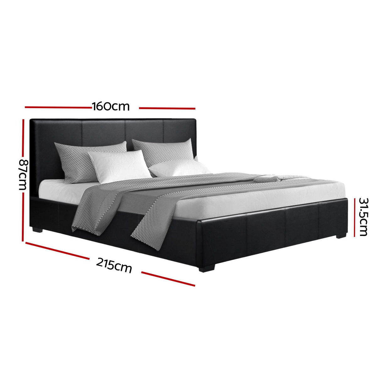 Bed Frame | Queen Size | Gas Lift | Black | NINO