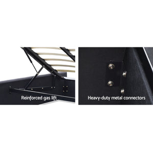 King Single Bed Frame + 36cm Mattress Set | Gas Lift Base | Grey