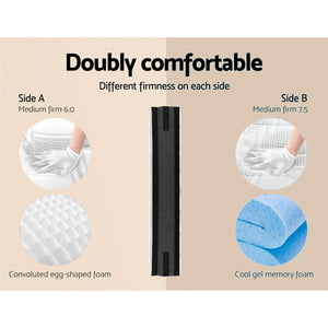 King Single Bed Frame + 36cm Mattress Set | Gas Lift Base | Grey