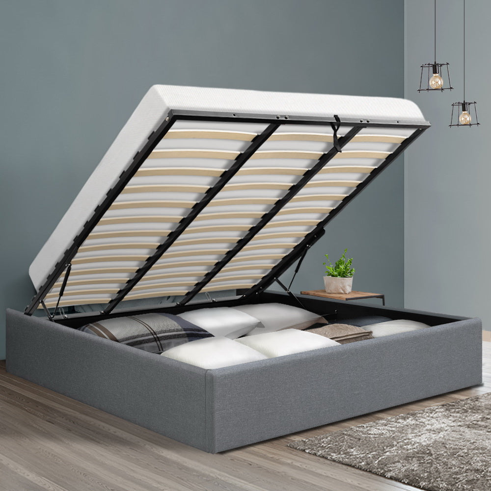 Bed Frame | King Size | Gas Lift Base | Grey | TOKI