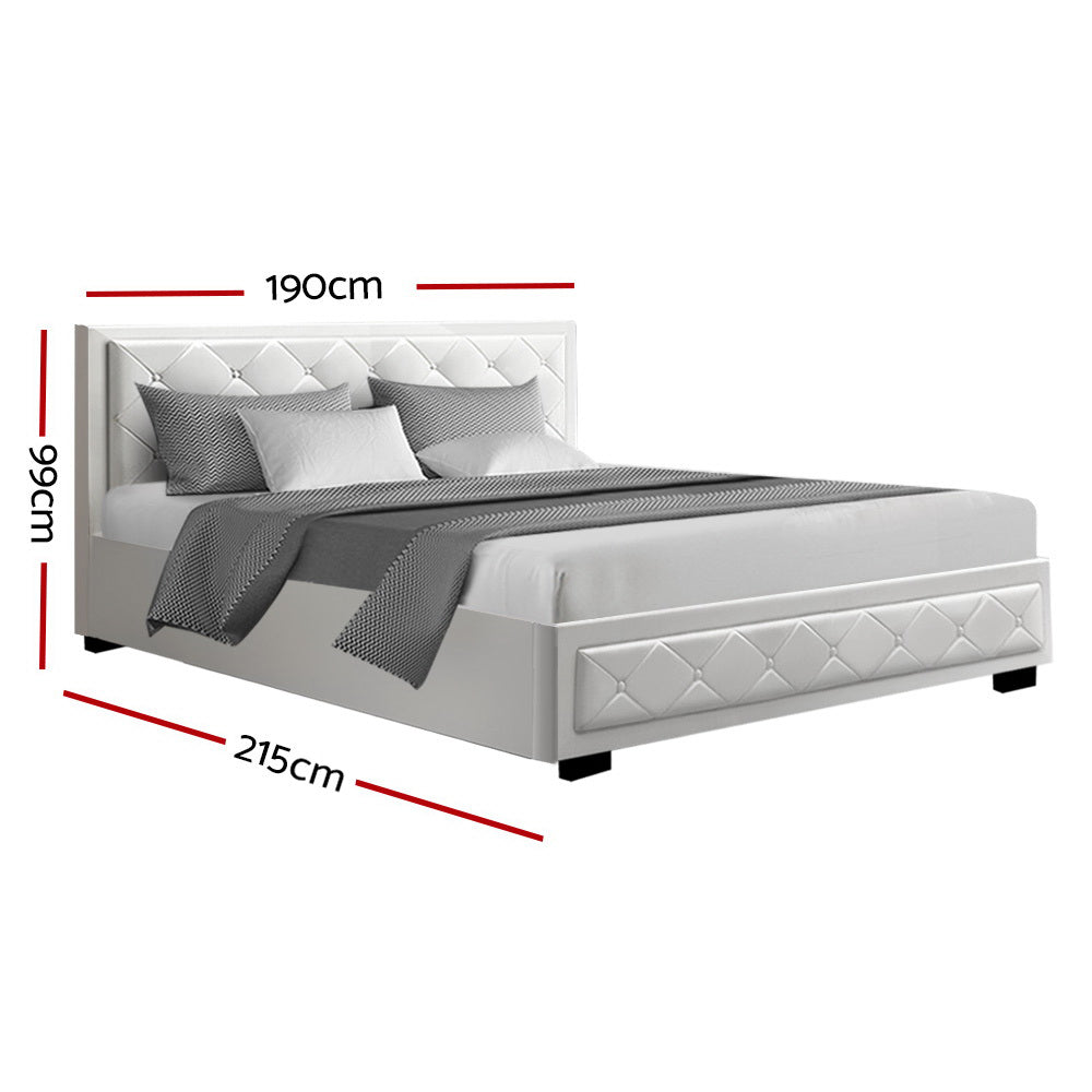 Bed Frame | King Size | Gas Lift | White | TIYO