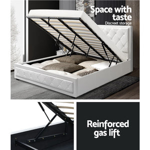 Bed Frame | King Size | Gas Lift | White | TIYO