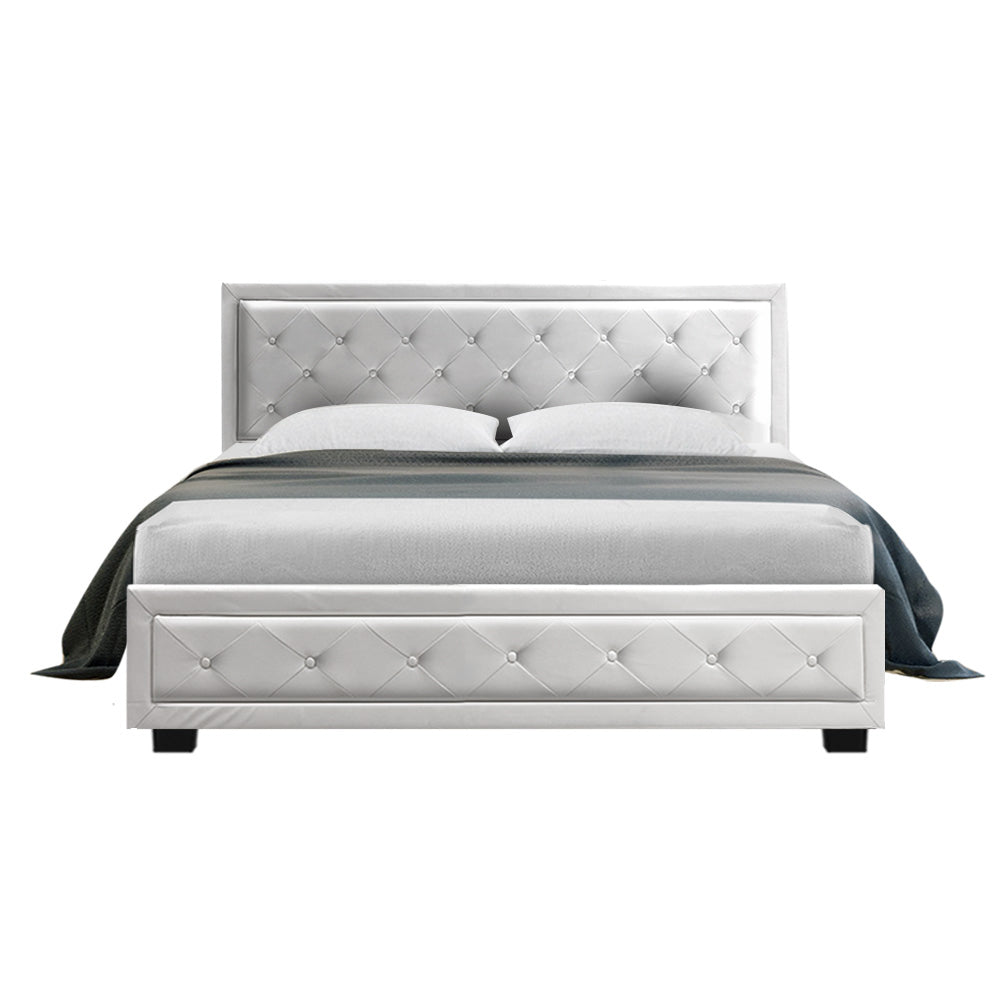 Bed Frame | Queen Size | Gas Lift | White | TIYO