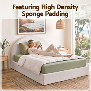 Artiss Queen Bed Frame Boucle Fabric Vacuum Compressed Beds Removable Washable Cover No-Assembly