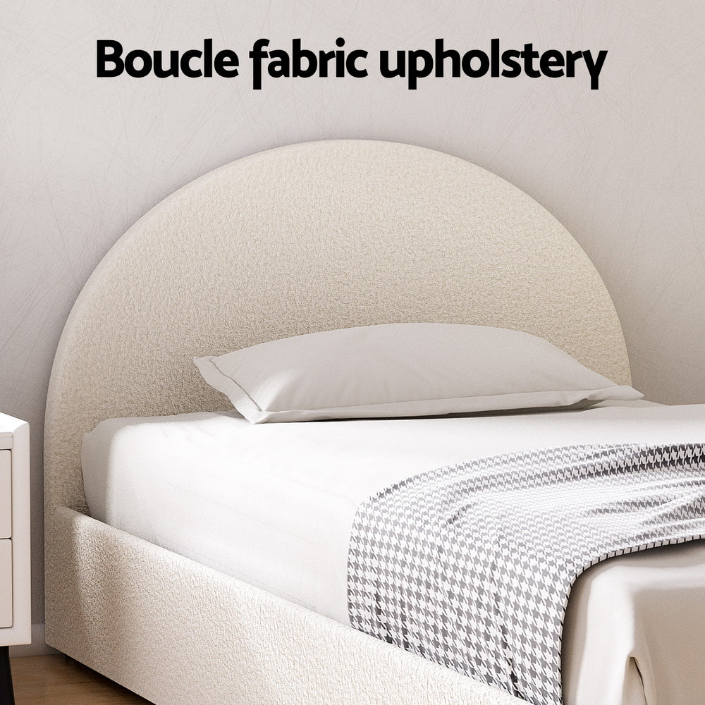 Artiss Bed Frame | Gas Lift Storage | Boucle Fabric | King Single | ELLA