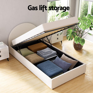 Artiss Bed Frame | Gas Lift Storage | Boucle Fabric | King Single | ELLA
