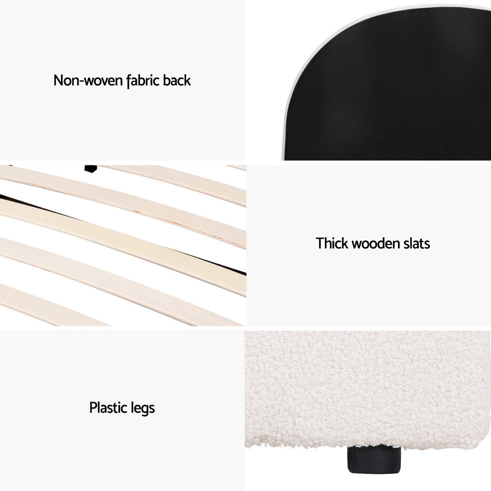 Artiss Bed Frame | Gas Lift Storage | Boucle Fabric | King Single | ELLA