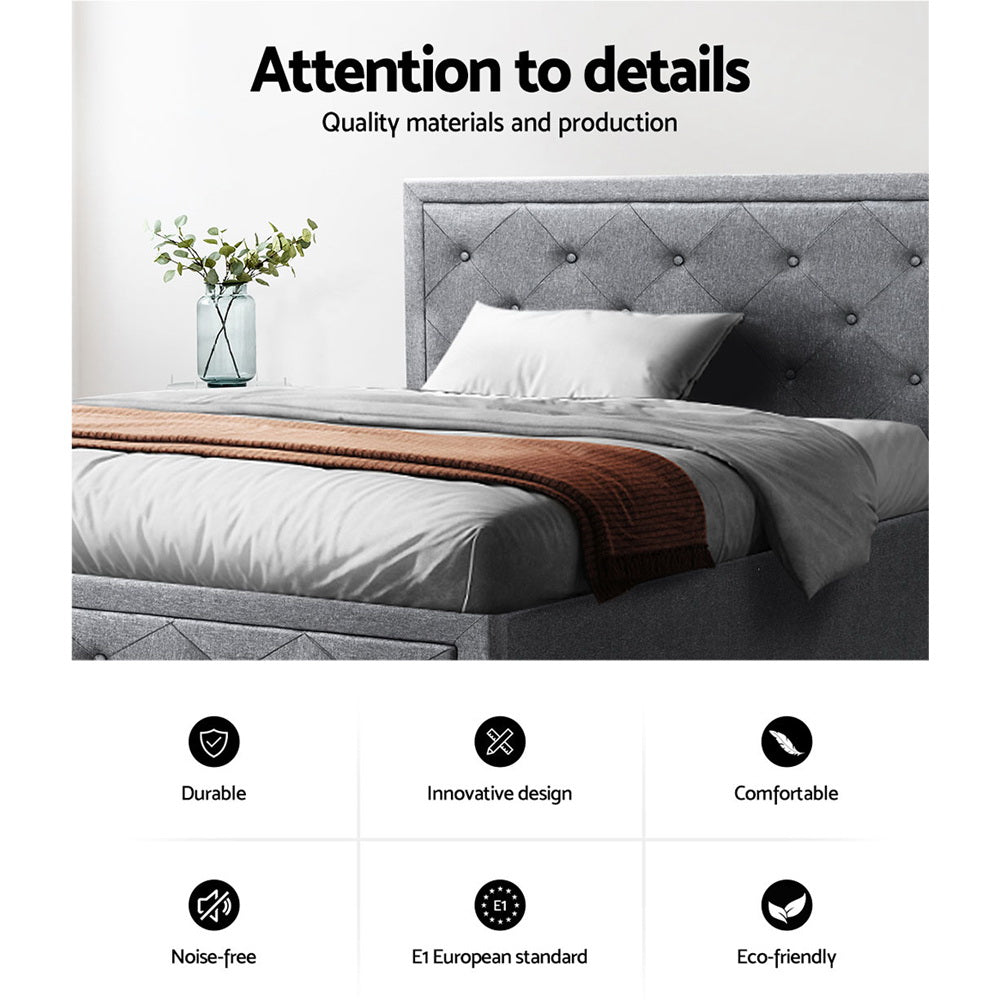 Bed Frame | King Single Size | Gas Lift Storage | Mattress Base | Wooden | Grey