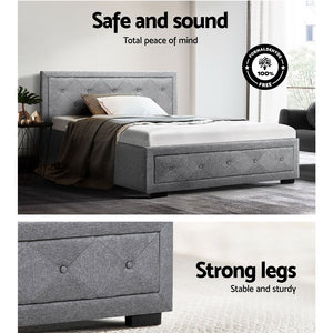 Bed Frame | King Single Size | Gas Lift Storage | Mattress Base | Wooden | Grey