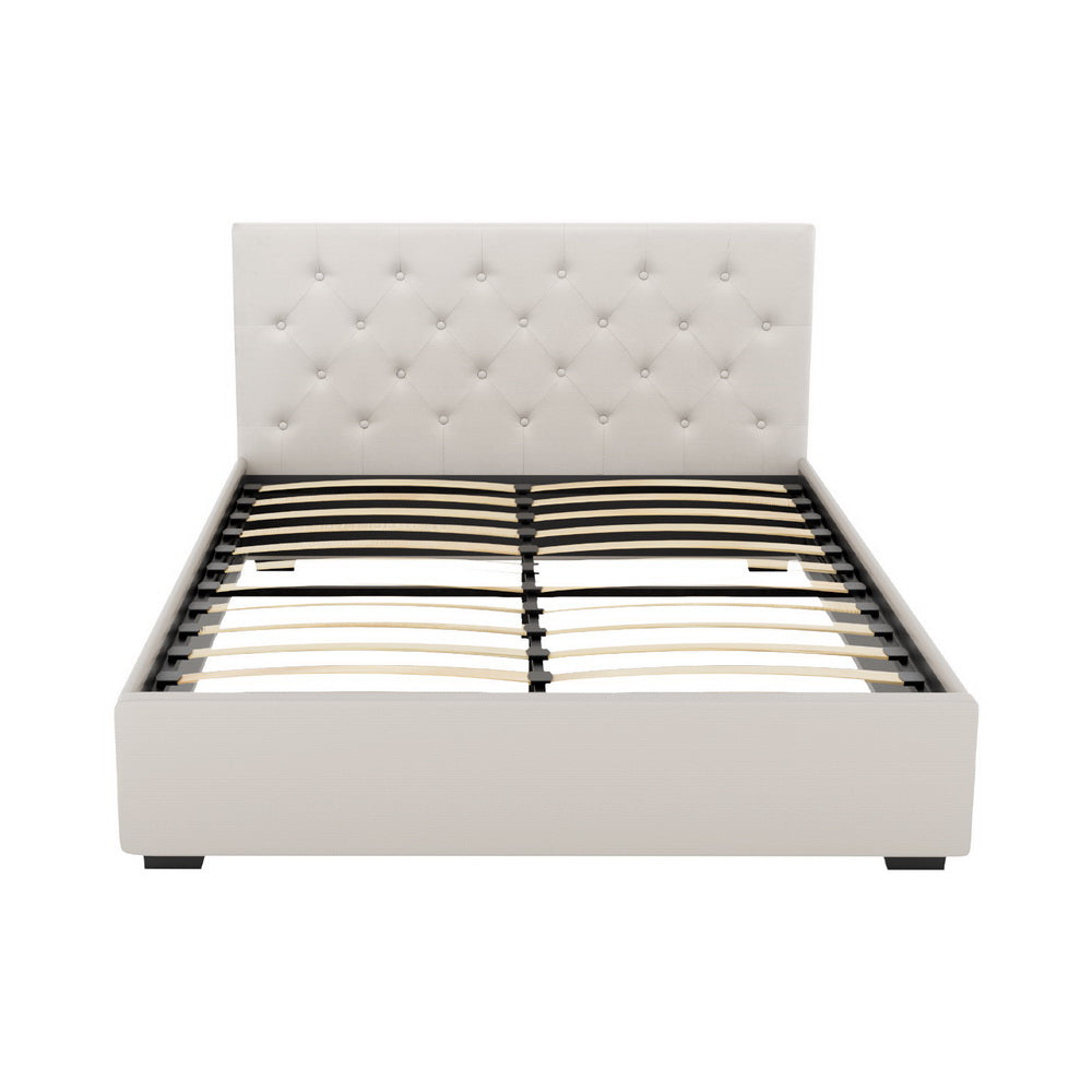 Bed Frame | Double Size | Gas Lift | Beige | VILA