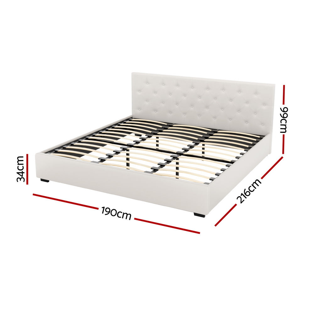 Bed Frame | King Size | Gas Lift | Beige | VILA