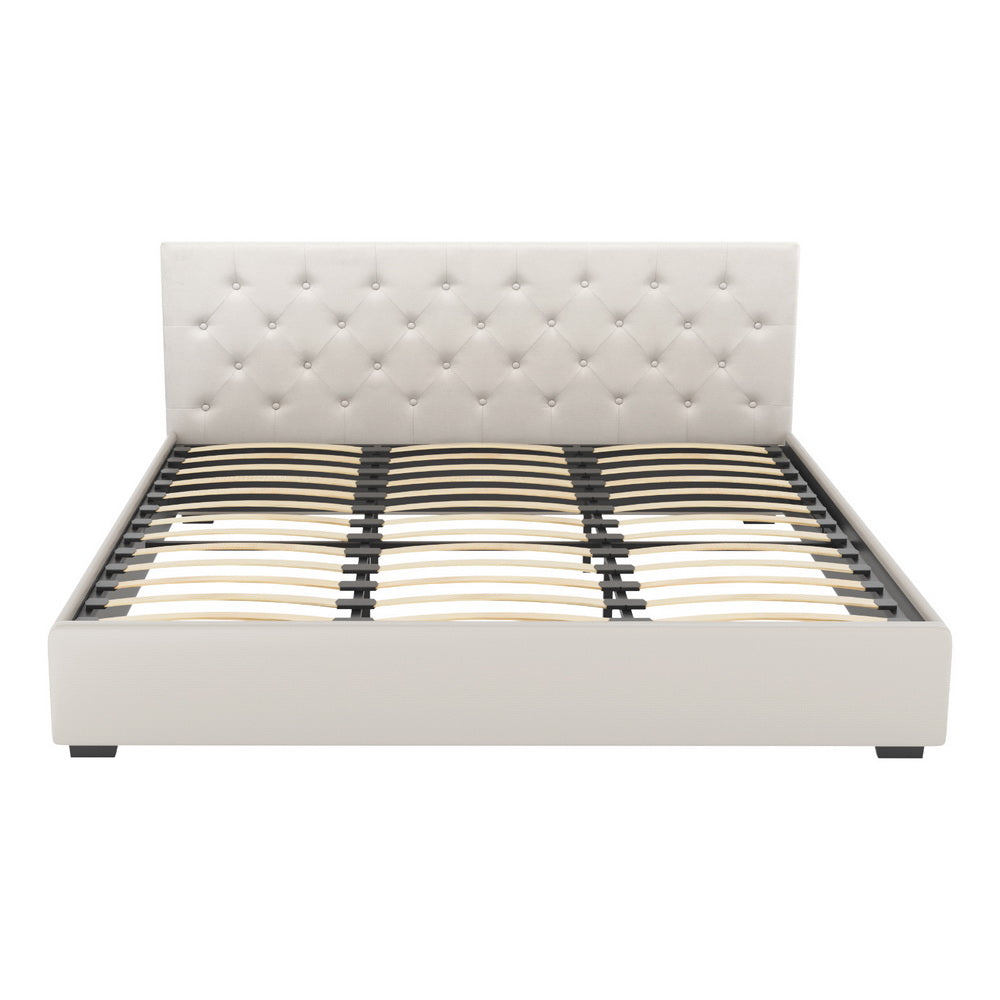 Bed Frame | King Size | Gas Lift | Beige | VILA