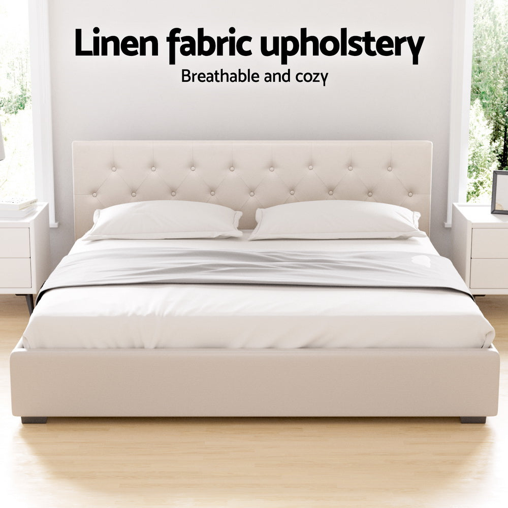 Bed Frame | King Size | Gas Lift | Beige | VILA