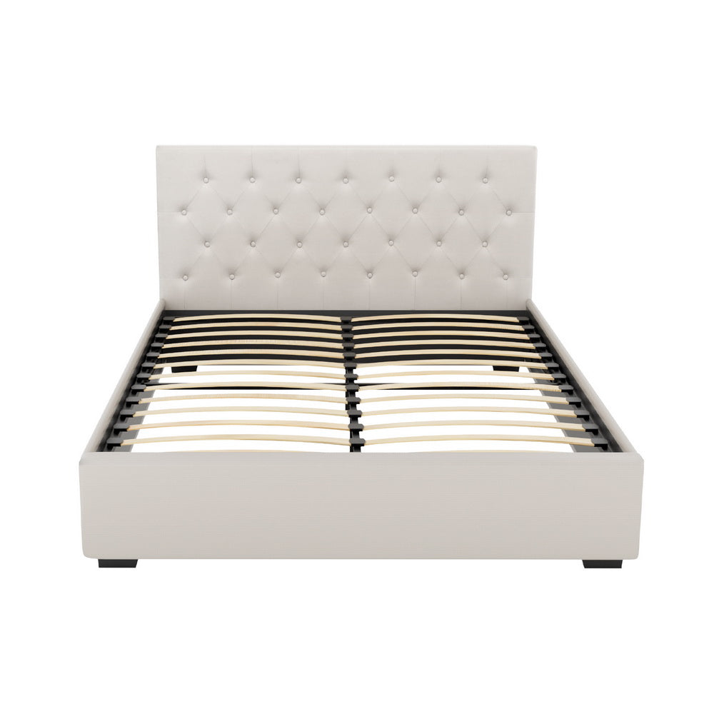 Bed Frame | Queen Size | Gas Lift | Beige | VILA