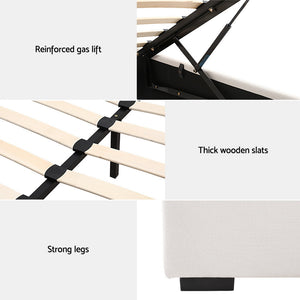 Bed Frame | Queen Size | Gas Lift | Beige | VILA