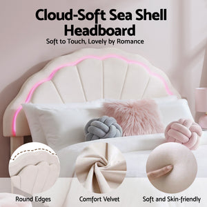 Double Bed Frame | Upholstered Velvet | Storage Drawers | LED Headboard