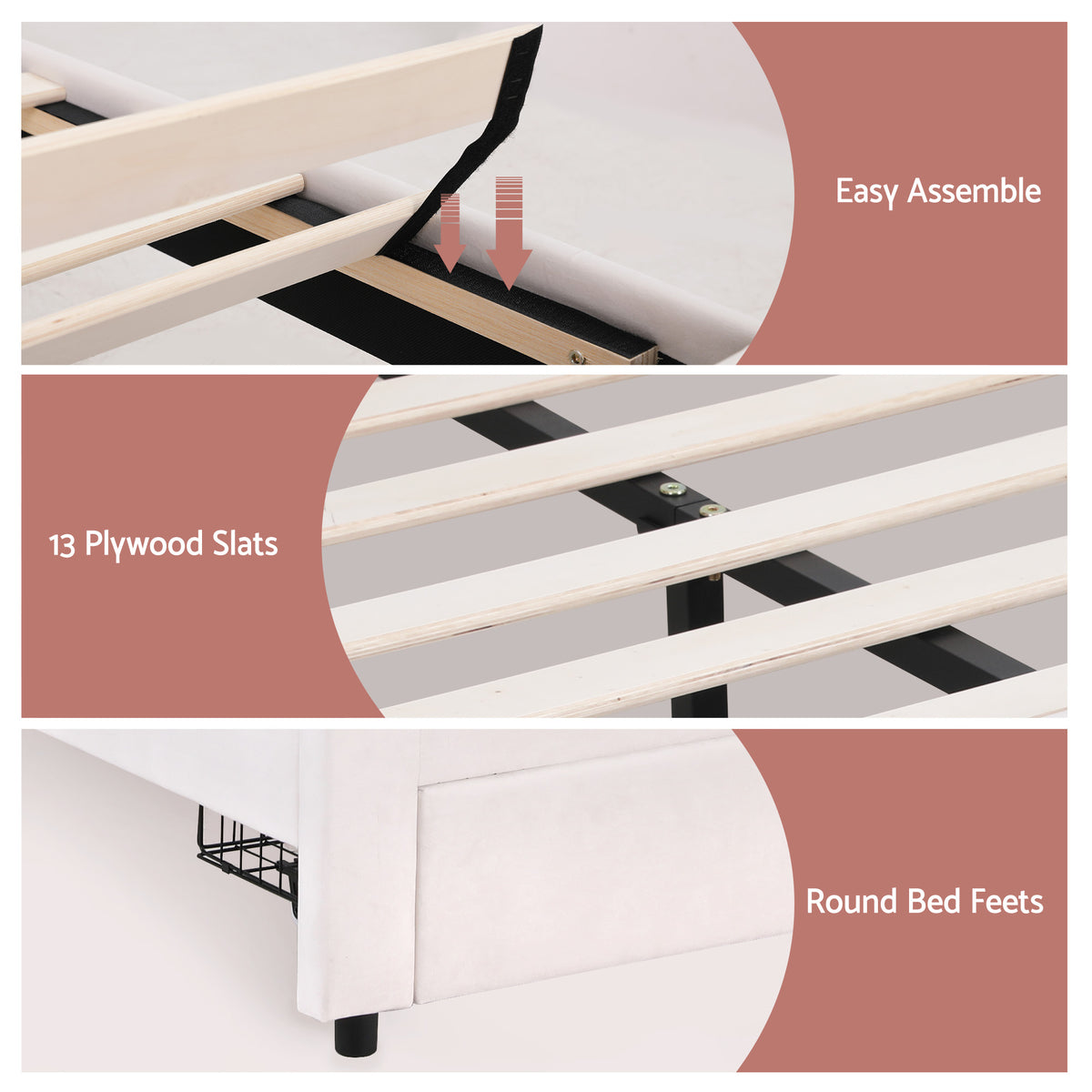 Double Bed Frame | Upholstered Velvet | Storage Drawers | LED Headboard
