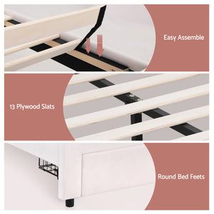 Double Bed Frame | Upholstered Velvet | Storage Drawers | LED Headboard