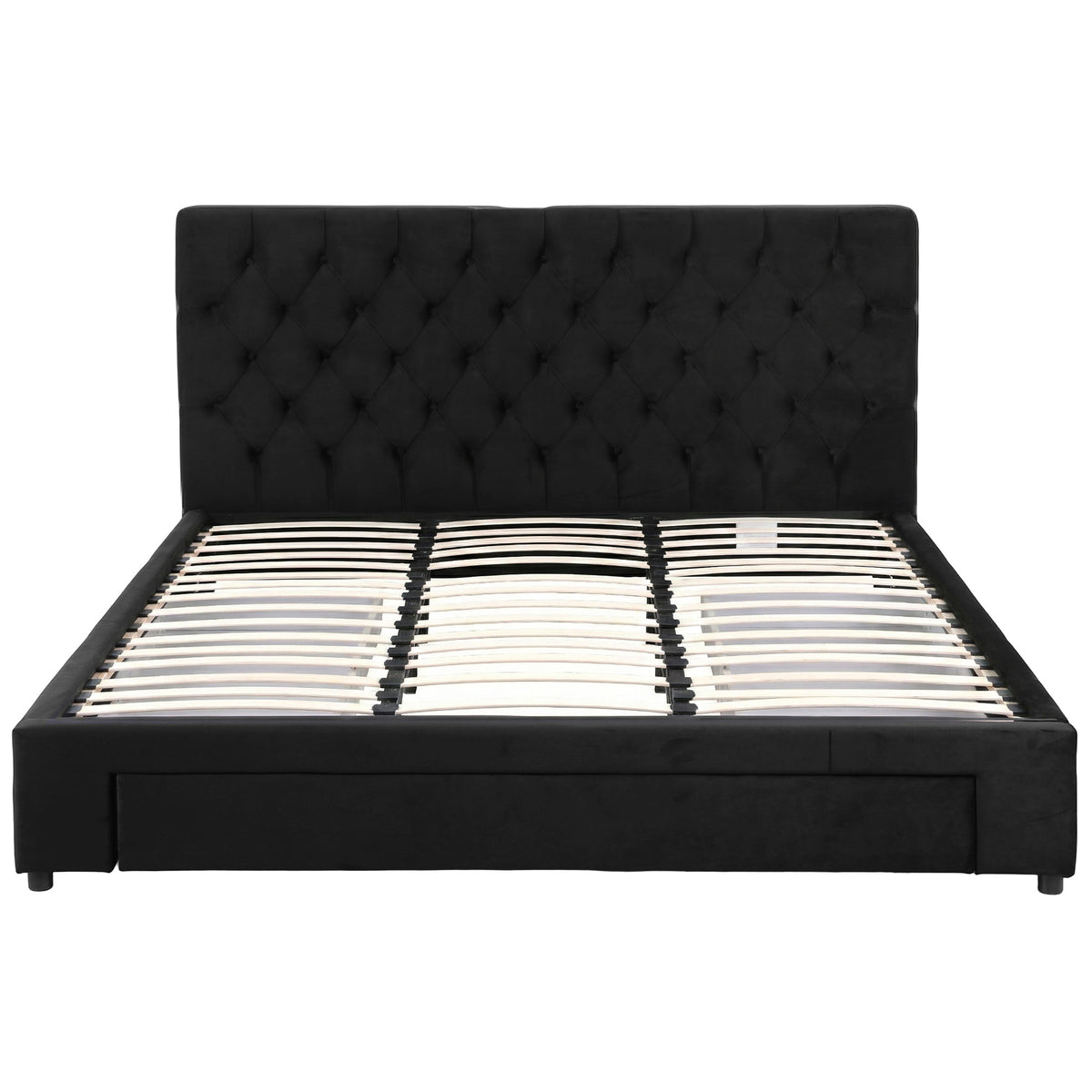 King Bed Frame | Upholstered Storage | 3 Drawers | USB + Type-C Charging