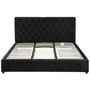 King Bed Frame | Upholstered Storage | 3 Drawers | USB + Type-C Charging