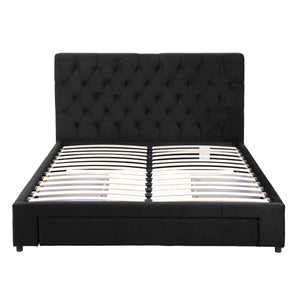Queen Bed Frame | Upholstered Storage | 3 Drawers | USB + Type-C Charging