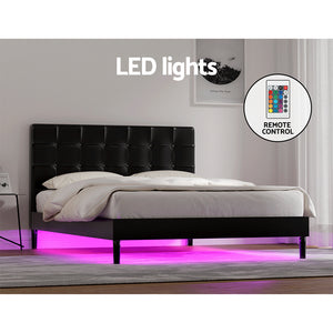 Bed Frame | Double Size | LED | Black | RAVI