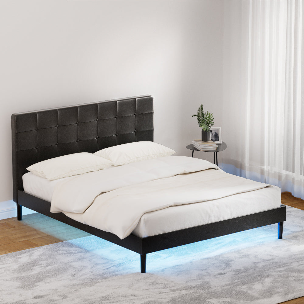 Bed Frame | Queen Size | LED | Black | RAVI