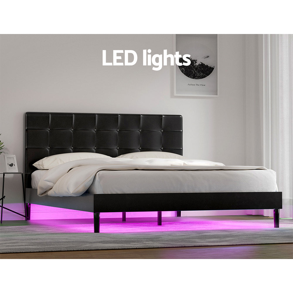 Bed Frame | Queen Size | LED | Black | RAVI