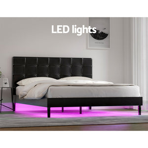 Bed Frame | Queen Size | LED | Black | RAVI
