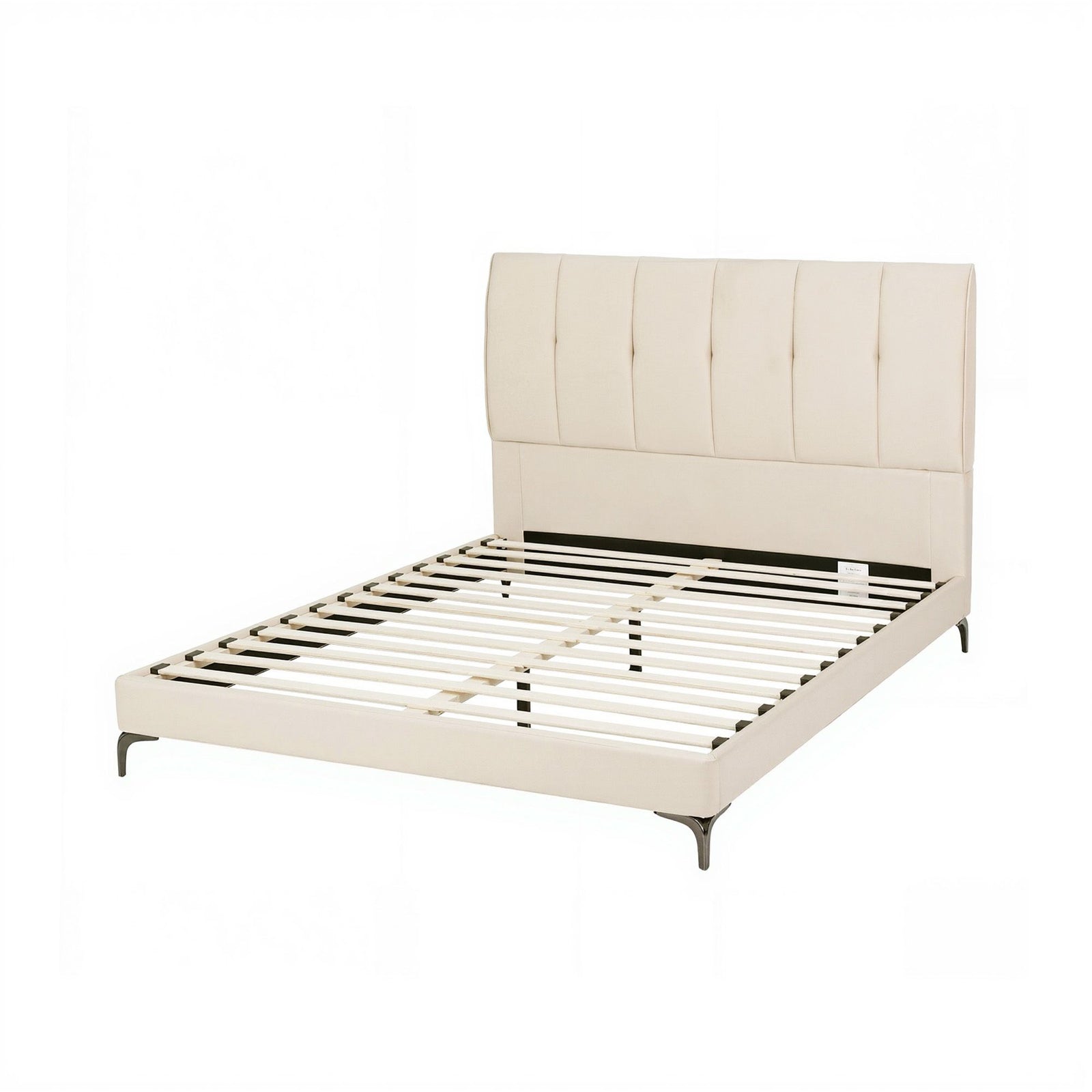 Double Bed Frame | Upholstered Platform Base with Tufted Headboard