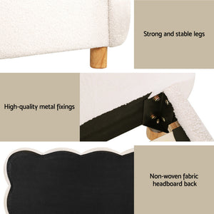 Queen Bed Frame | Cloud Boucle Headboard | Platform Base | White