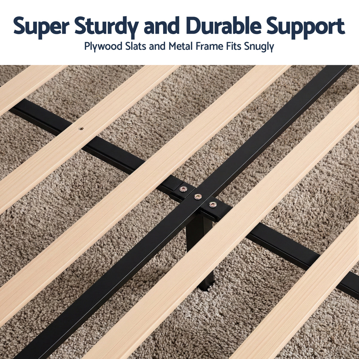 Double Bed Frame | Upholstered Platform | Geometric Headboard | Black Velvet