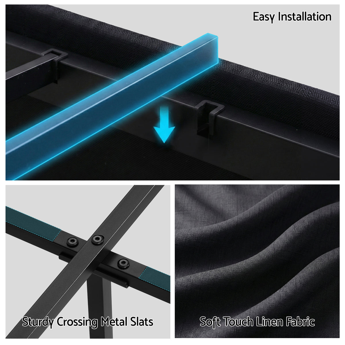 Double Bed Frame | Storage Drawers | RGB Lights | Charging Station | Upholstered