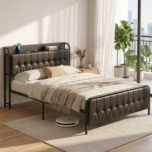Artiss Double Bed Frame with Storage Headboard SAA Certified Charging Station