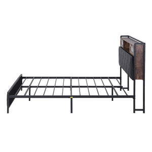 Artiss Queen Bed Frame with LED Lights and Storage Headboard Charging Station