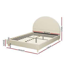 Bed Frame | Queen Size | Velvet | Cream | ELLA